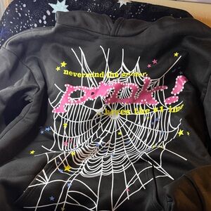 Black Hoodie with Spider Web Design